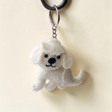 Bichon Puppy Dog Felt Wool Keychain for bags and keys