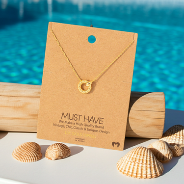 Gold Dipped Twisted Hoop Pendant Necklace